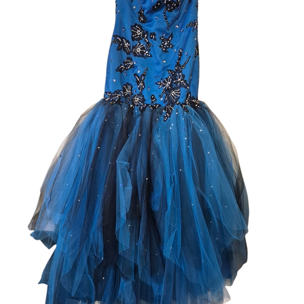 4 Madeline Gardener Blue and Black Prom Dress NwT - Picture 4 of 15